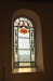 Ett av de tre korfönstren med glasmålningar av Reinhold Callmander