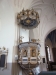 Predikstol från 1650 med apostlabilder från ett tidigare altarskåp. Foto:Bertil Mattsson