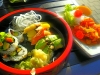 Vegetarisk sushi och kimchisallad